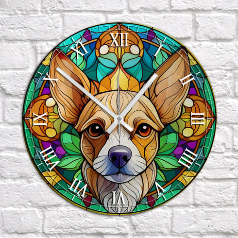 Chihuahua Fawn Suncatcher Effect Clock